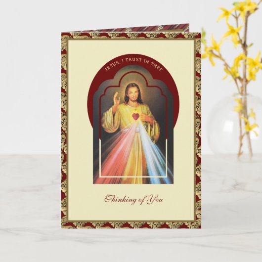 Divine Mercy Sacred Heart Scripting Religious Kaart (Gele Bloem)