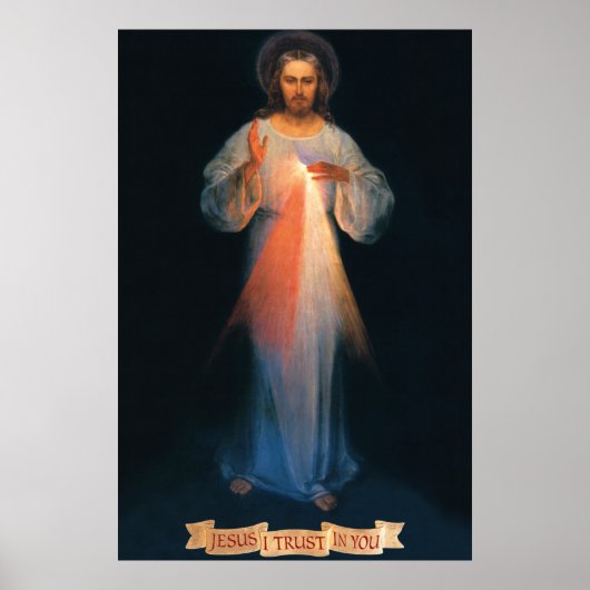 Divine Mercy, St. Faustina, Jezus die ik in jou ve Poster (Voorkant)