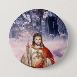 Divine Mercy, St. Faustina, Jezus die ik in jou ve Ronde Button 7,6 Cm
