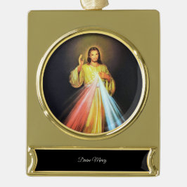 Divine Mercy Verguld Banner Ornament