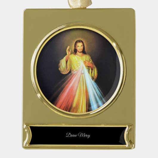 Divine Mercy Verguld Banner Ornament (Voorkant)