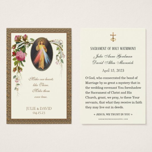 Divine Mercy Wedding Rozen Prayer Kaart (Voorkant /achterkant)