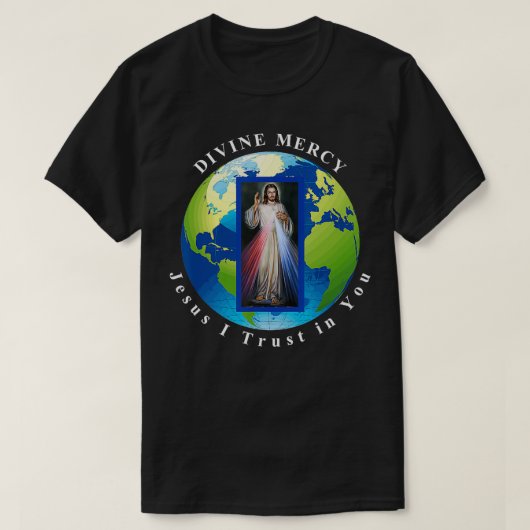 Divine Mercy World Jesus I's Vertrouw op jou T-shirt (Design voorkant)