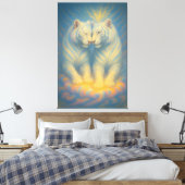 Divine Mirror White Tigers – Celestial Symmetry Ar Canvas Afdruk (Insitu (Slaapkamer))