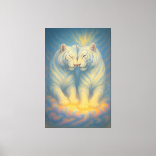 Divine Mirror White Tigers – Celestial Symmetry Ar Canvas Afdruk (Voorkant)