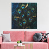 Divine Peacock Feathers Wall Art | Boho Spiritual Canvas Afdruk (Insitu (Woonkamer))