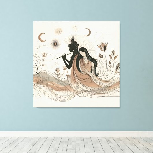 Divine Radha Krishna Canvas Art (Insitu (Houten vloer))