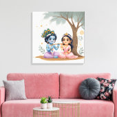Divine Radha Krishna Canvas Print | Spiritual (Insitu (Woonkamer))