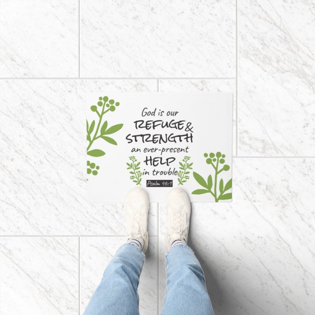 Divine Refuge - Psalm 46:1 voor Spiritueel Comfort Deurmat (Binnen)