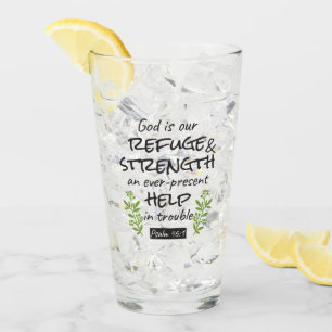 Divine Refuge - Psalm 46:1 voor Spiritueel Comfort Glas