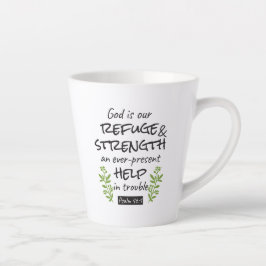 Divine Refuge - Psalm 46:1 voor Spiritueel Comfort Latte Mok