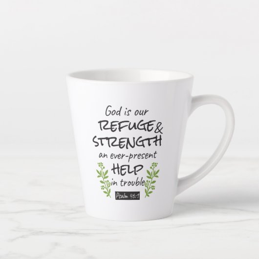 Divine Refuge - Psalm 46:1 voor Spiritueel Comfort Latte Mok (Rechts)