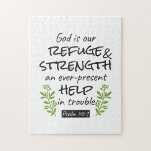 Divine Refuge - Psalm 46:1 voor Spiritueel Comfort Legpuzzel