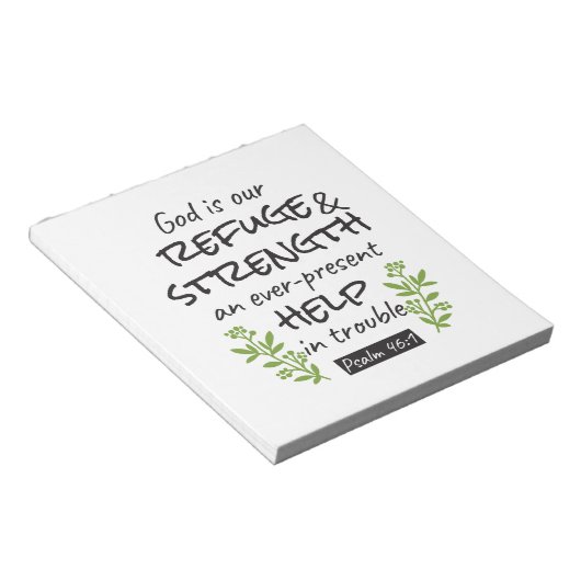 Divine Refuge - Psalm 46:1 voor Spiritueel Comfort Notitieblok (Schuin)