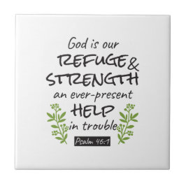 Divine Refuge - Psalm 46:1 voor Spiritueel Comfort Tegeltje