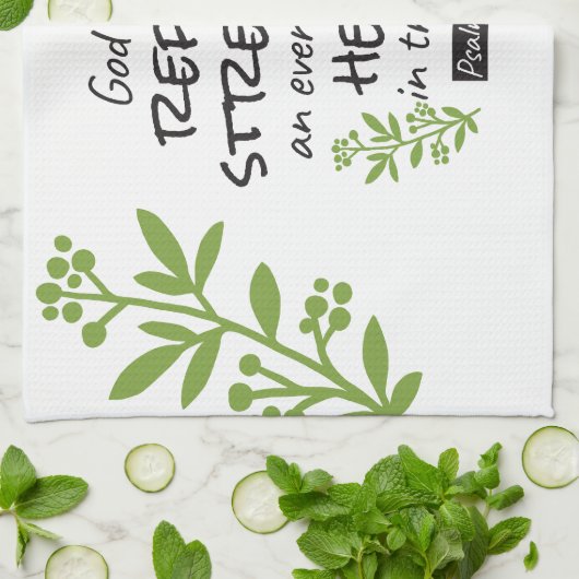 Divine Refuge - Psalm 46:1 voor Spiritueel Comfort Theedoek (Gevouwen)