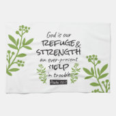 Divine Refuge - Psalm 46:1 voor Spiritueel Comfort Theedoek (Horizontaal)