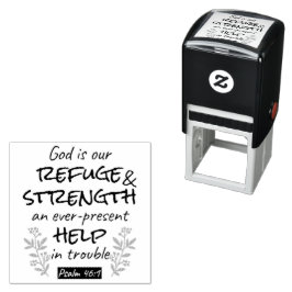 Divine Refuge - Psalm 46:1 voor Spiritueel Comfort Zelfinktende Stempel