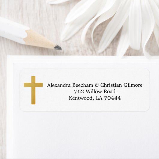 Divine Religieuze Cross Return Address Label (Insitu)