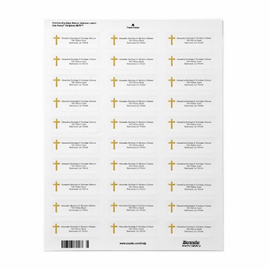 Divine Religieuze Cross Return Address Label (Full Sheet)