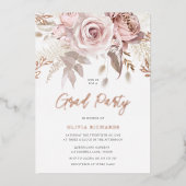 Divine Roos Gold Blush Floral Gradual Party Folie Uitnodiging (Voorkant)