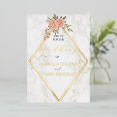Divine Roos Gold Blush Floral I Wedding Invitation Folie Uitnodiging (Staand Voorkant)