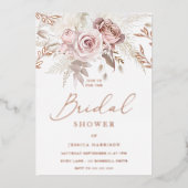 Divine Roos Gold Blush Floral Vrijgezellenfeest Folie Uitnodiging (Voorkant)