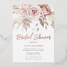 Divine Roos Gold Blush Floral Vrijgezellenfeest Folie Uitnodiging