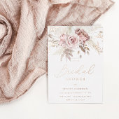 Divine Roos Gold Blush Floral Vrijgezellenfeest Folie Uitnodiging