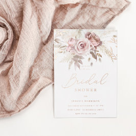 Divine Roos Gold Blush Floral Vrijgezellenfeest Folie Uitnodiging