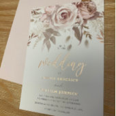 Divine Roos Gold Blush Floral Wedding Folie Uitnodiging