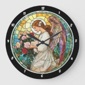 Divine Roos Radiance Glas in lood Angel Wall Grote Klok (Voorkant)