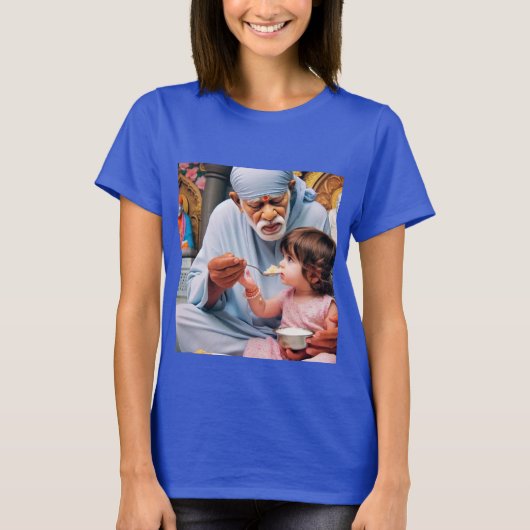 Divine Serenity: Sai Baba Waterverf T-shirt (Voorkant)