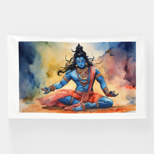 Divine Shiva Banner: Heilige kunst voor je ruimte Spandoek (Horizontaal)
