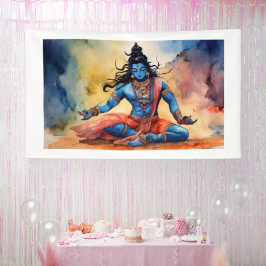 Divine Shiva Banner: Heilige kunst voor je ruimte Spandoek (Feest)