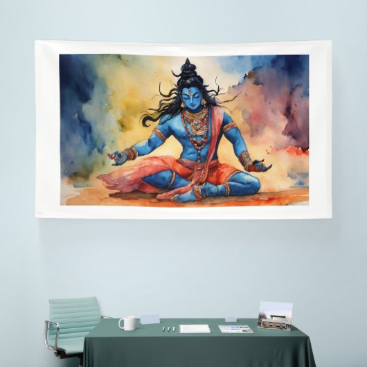 Divine Shiva Banner: Heilige kunst voor je ruimte Spandoek (Beurs)