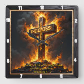 Divine Strength The Cross Philippians 4:13 Verse Vierkante Klok (Voorkant)