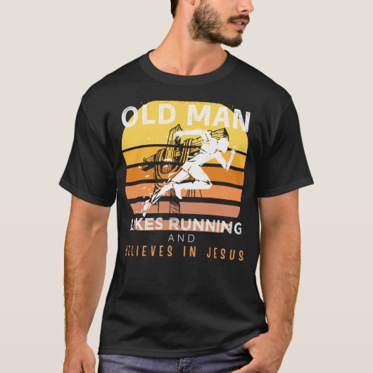 Divine Strides: Grumpy Old Mans Jesus Run & Humor T-shirt (Voorkant)