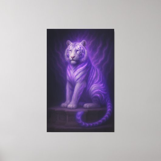 Divine Temple White Tiger – Purple Lightning Celes Canvas Afdruk (Voorkant)