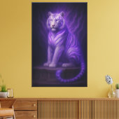 Divine Temple White Tiger – Purple Lightning Celes Canvas Afdruk (Insitu (Woonkamer))