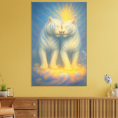 Divine Twin White Tigers – Sacred Love & Celestial Canvas Afdruk (Insitu (Woonkamer))