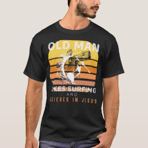 Divine Waves: Grumpy Old betekent Jezus Surfen en T-shirt