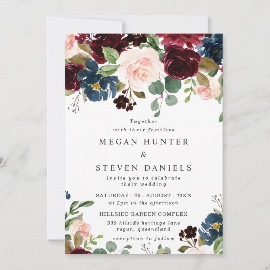 Divine Wedding; Spring- of Herfst Floral Elegant Kaart (Voorkant)