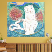 Divine White Tiger of the Moonlit Ring Canvas Afdruk (Insitu (Woonkamer))
