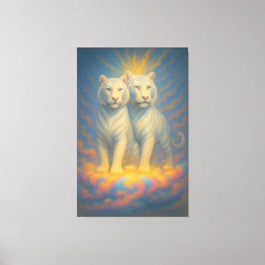 Divine White Tiger Royals – Twin Guardians of the Canvas Afdruk (Voorkant)
