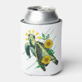Divine Zee Turtle Sunflower Blikjeskoeler (Blikje Voorkant)