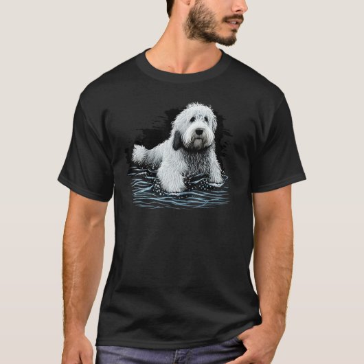 Diving and Swimming Bobtail Water Old English Shee T-shirt (Voorkant)