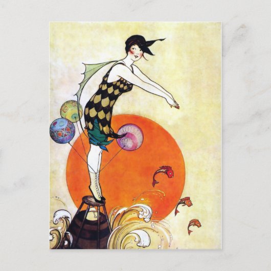 Diving Flapper Girl Briefkaart (Voorkant)