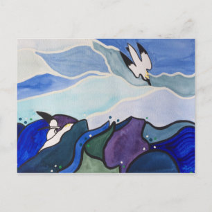 Diving Gannets Painting Postcard Briefkaart