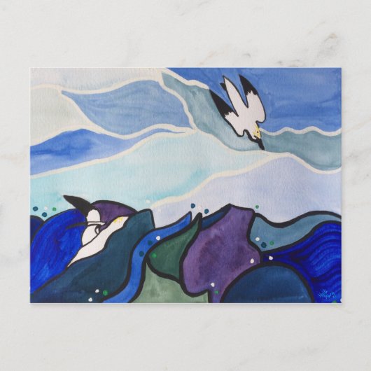 Diving Gannets Painting Postcard Briefkaart (Voorkant)